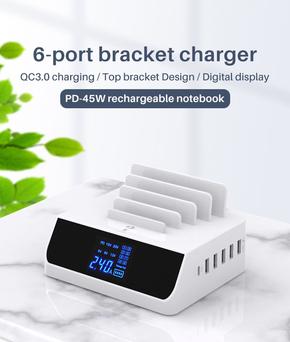 Bakeey-100W-6-Port-USB-PD-Charger-45W-USB-C-PD30-Power-Delivery-QC30-Quick-Charge-Digital-Display-De-1723976