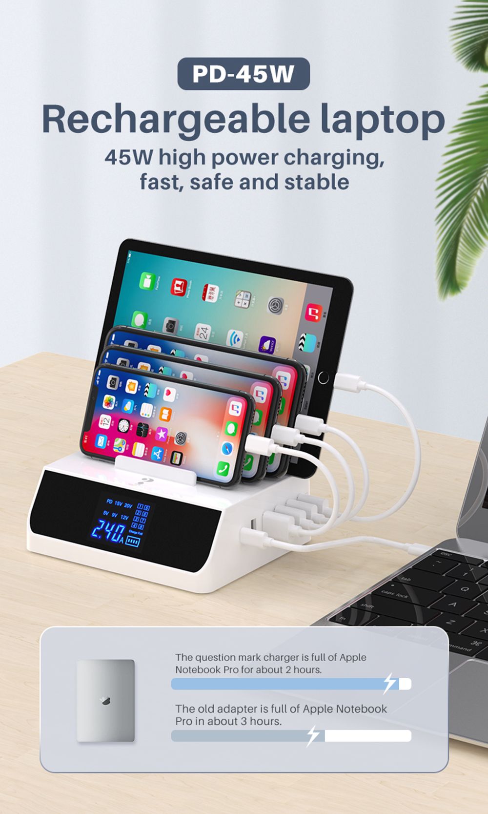 Bakeey-100W-6-Port-USB-PD-Charger-45W-USB-C-PD30-Power-Delivery-QC30-Quick-Charge-Digital-Display-De-1723976