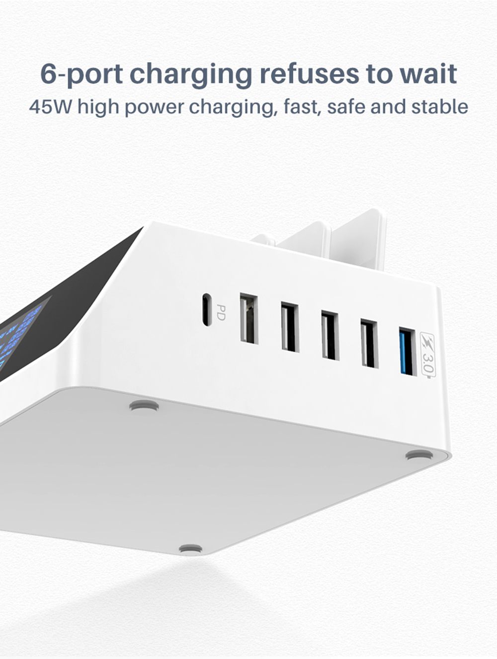 Bakeey-100W-6-Port-USB-PD-Charger-45W-USB-C-PD30-Power-Delivery-QC30-Quick-Charge-Digital-Display-De-1723976