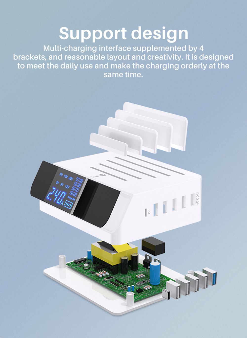 Bakeey-100W-6-Port-USB-PD-Charger-45W-USB-C-PD30-Power-Delivery-QC30-Quick-Charge-Digital-Display-De-1723976