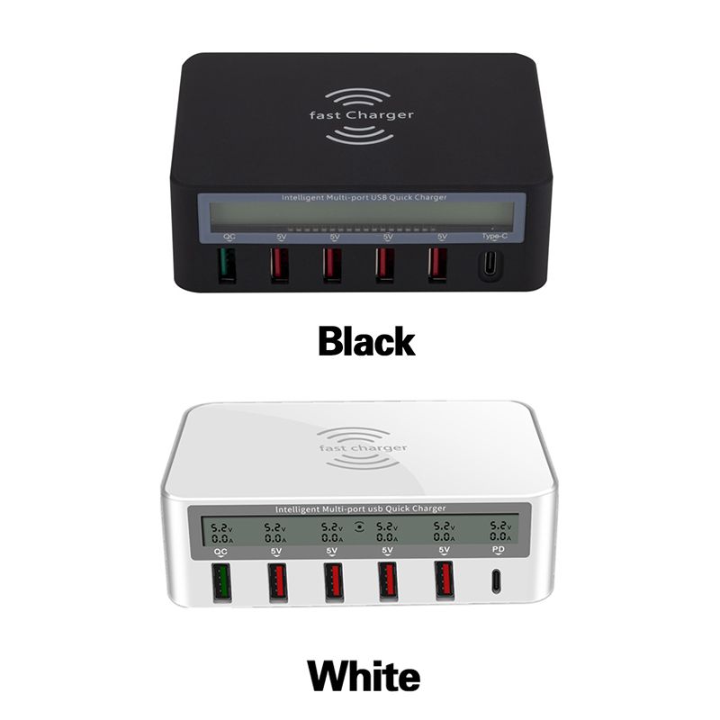 Bakeey-100W-6-Port-USB-PD-Charger-PD30-QC30-LED-Digital-Display-Desktop-Charging-Station-With-10W-Wi-1601478