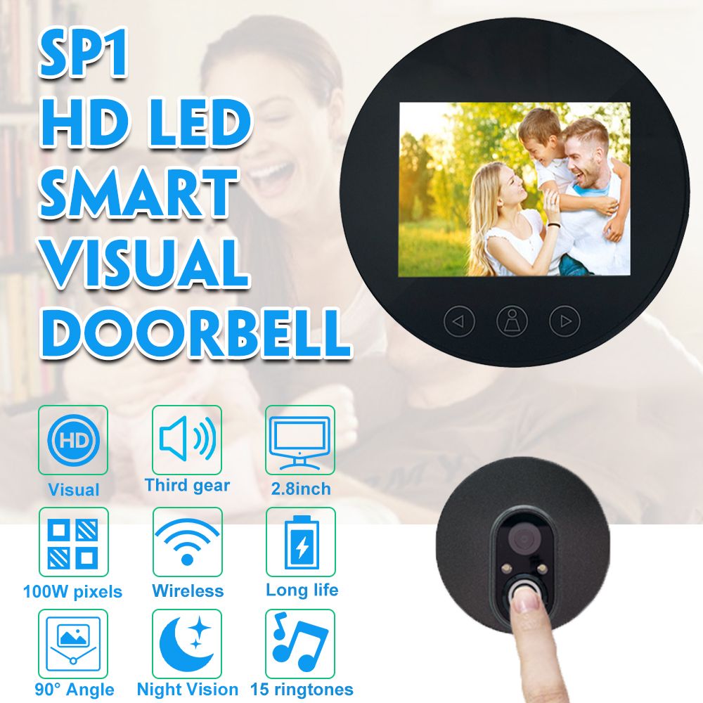 Bakeey-100W-Pixels-720P-Wireless-HD-LED-Display-Night-Vision-Visual-Voice-Video-Doorbell-For-Smart-H-1621379