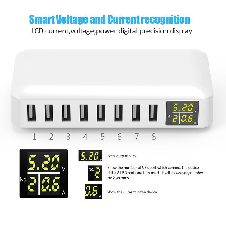 Bakeey-10A-8-Port-USB-Charger-Smart-Charger-Digital-Display-Desktop-Charging-Station-Adapter-With-EU-1731733