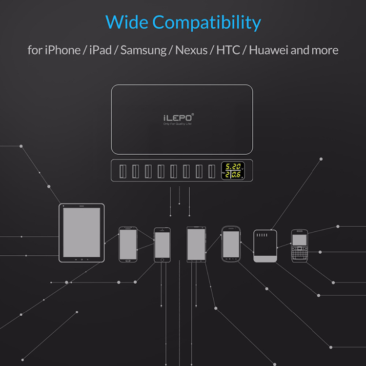 Bakeey-10A-8-Port-USB-Charger-Smart-Charger-Digital-Display-Desktop-Charging-Station-Adapter-With-EU-1731733