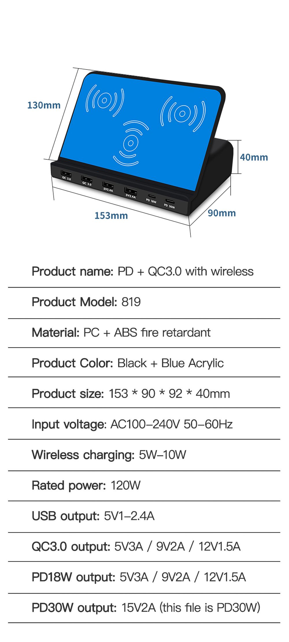 Bakeey-120W-USB-Charger-Desktop-Charging-Station-Dual-PD30-Power-Delivery-Dual-QC30-Quick-Charging-3-1711993