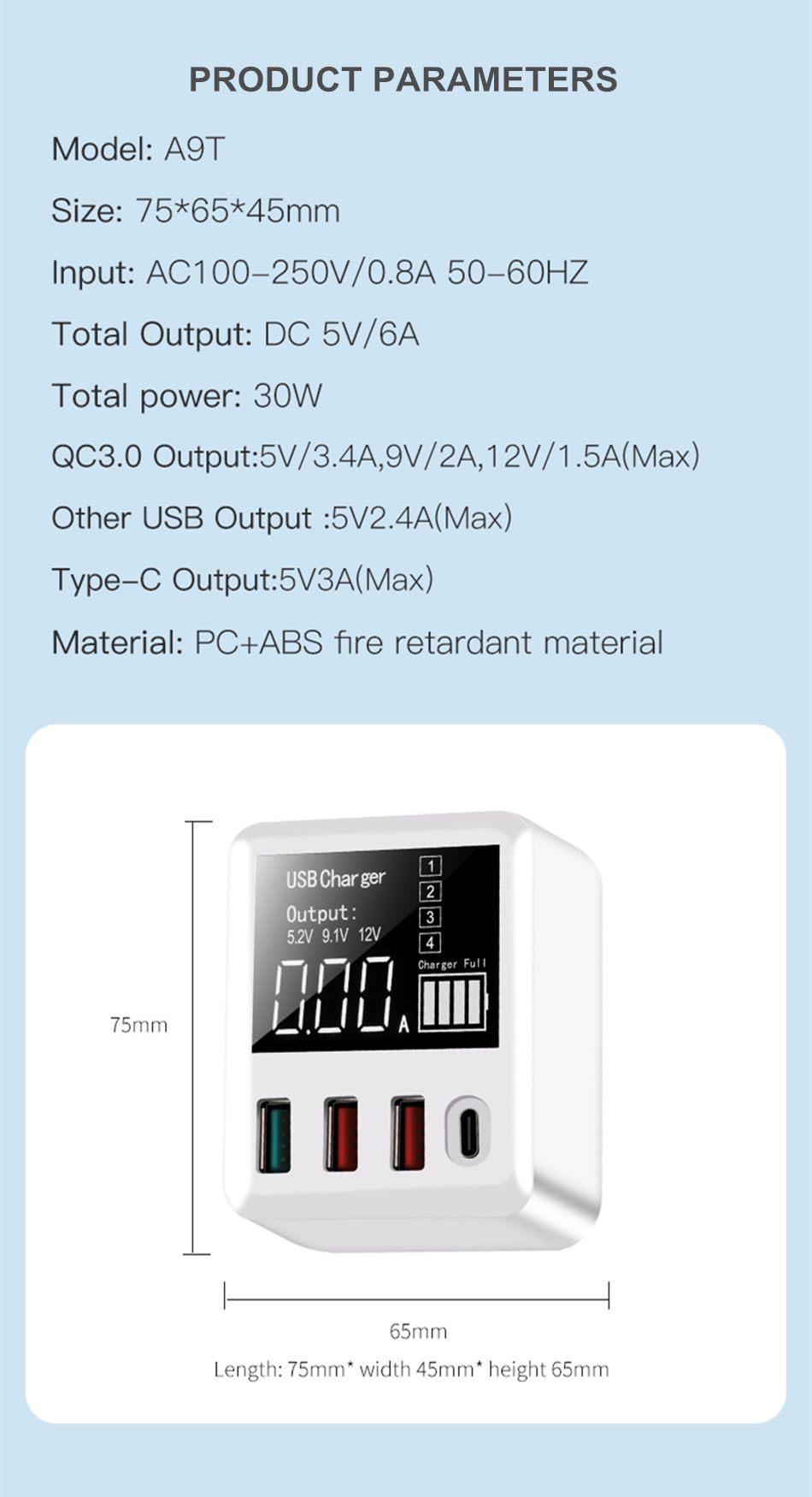 Bakeey-30W-4-Port-USB-Charger-18W-USB-C-PD30-Power-Delivery-QC30-Quick-Charge-Digital-Display-USB-Ch-1644709