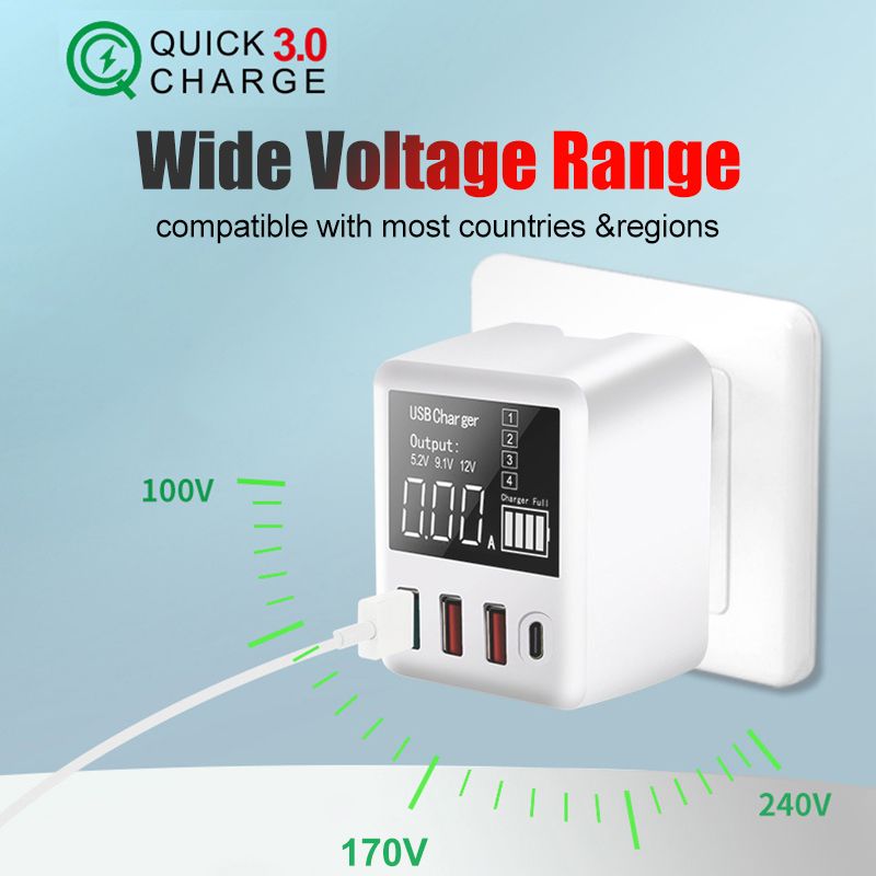 Bakeey-30W-QC30-PD-Multi-port-Digital-Display-Fast-Charging-US-EU-UK-Plug-Travel-USB-Charger-Adapter-1549860