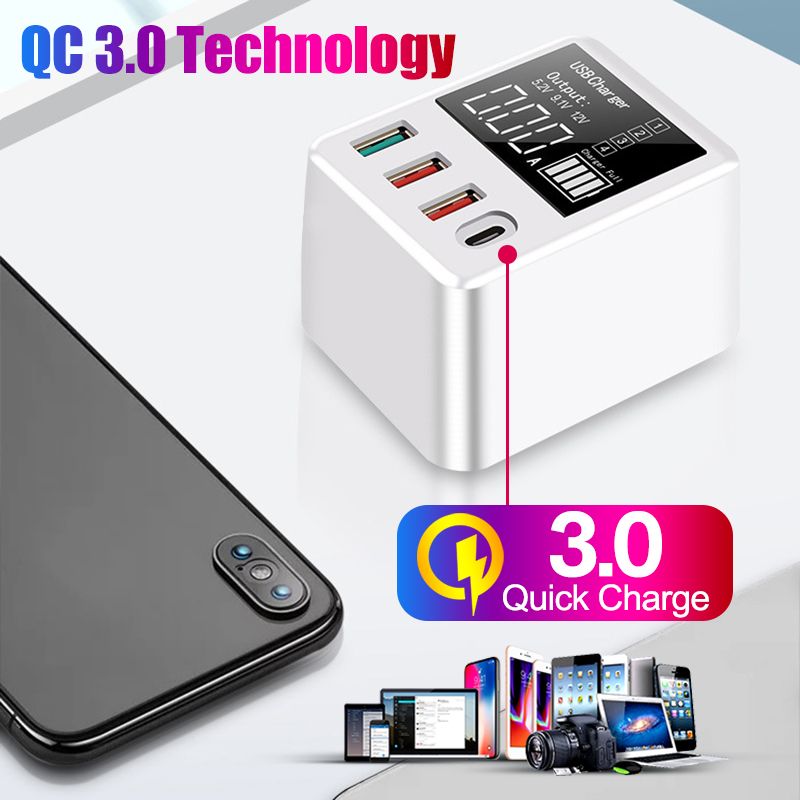 Bakeey-30W-QC30-PD-Multi-port-Digital-Display-Fast-Charging-US-EU-UK-Plug-Travel-USB-Charger-Adapter-1549860