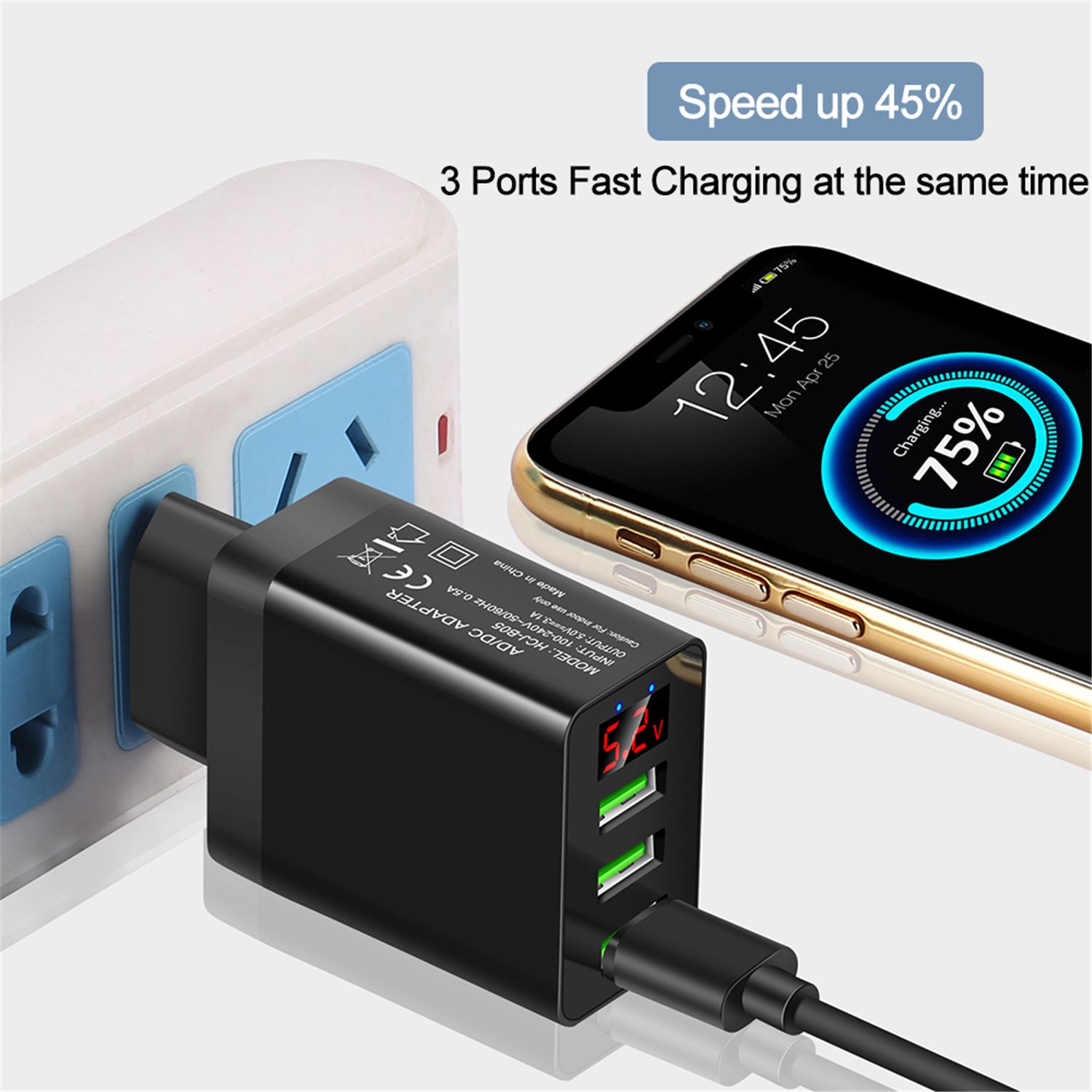 Bakeey-31A-Three-Port-LED-Display-Fast-Charging-USB-Charger-Adapter-For-iPhone-XS-11-Pro-Huawei-P30--1626361