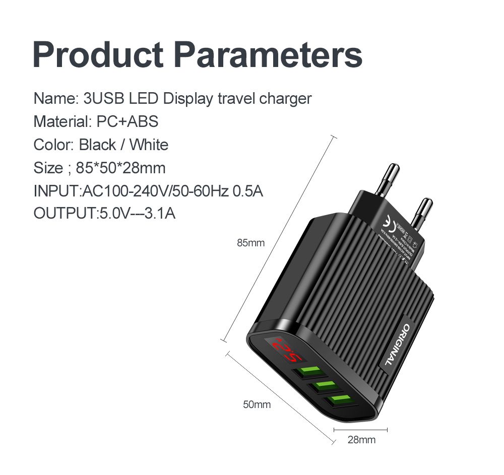 Bakeey-31A-USB-Charger-LED-Display-Fast-Charging-Travel-Charger-Adapter-For-iPhone-8Plus-XS-11Pro-Xi-1713534