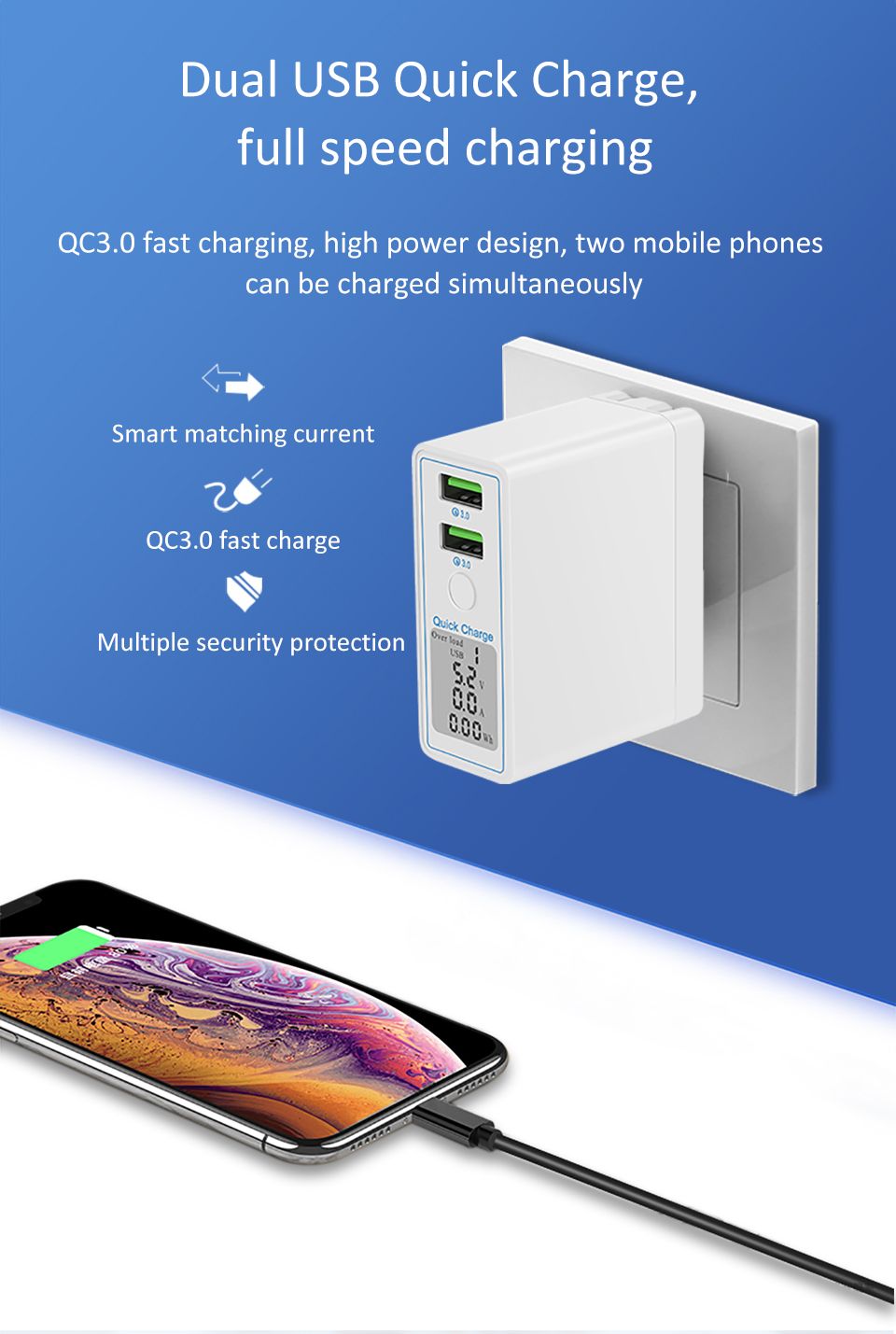 Bakeey-36W-QC30-Dual-USB-LED-Display-Fast-Charging-USB-Charger-For-iPhone-XS-11Pro-Huawei-P30-Pro-P4-1663234