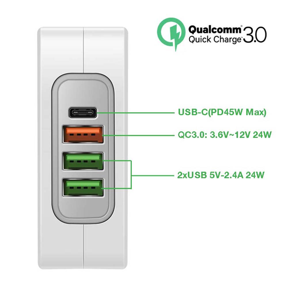 Bakeey-4-Port-65W-USB-Charger-USB-C-PD-QC30-Wall-Charger-Power-Adapter-For-iPhone-XS-11Pro-MacBook-A-1720927