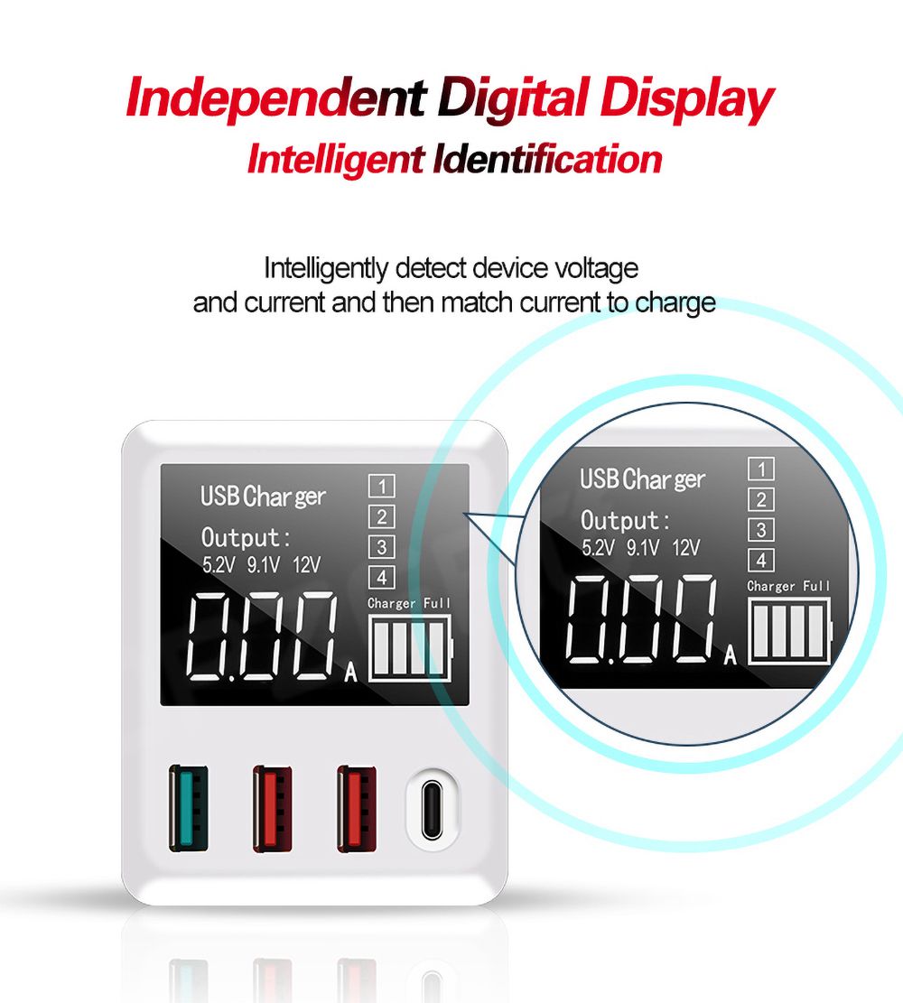 Bakeey-4-Port-QC-30-USB-Type-C-Charger-LCD-Screen-Display-30W-Wall-Charger-Adapter-For-iPhone-XS-11P-1729217