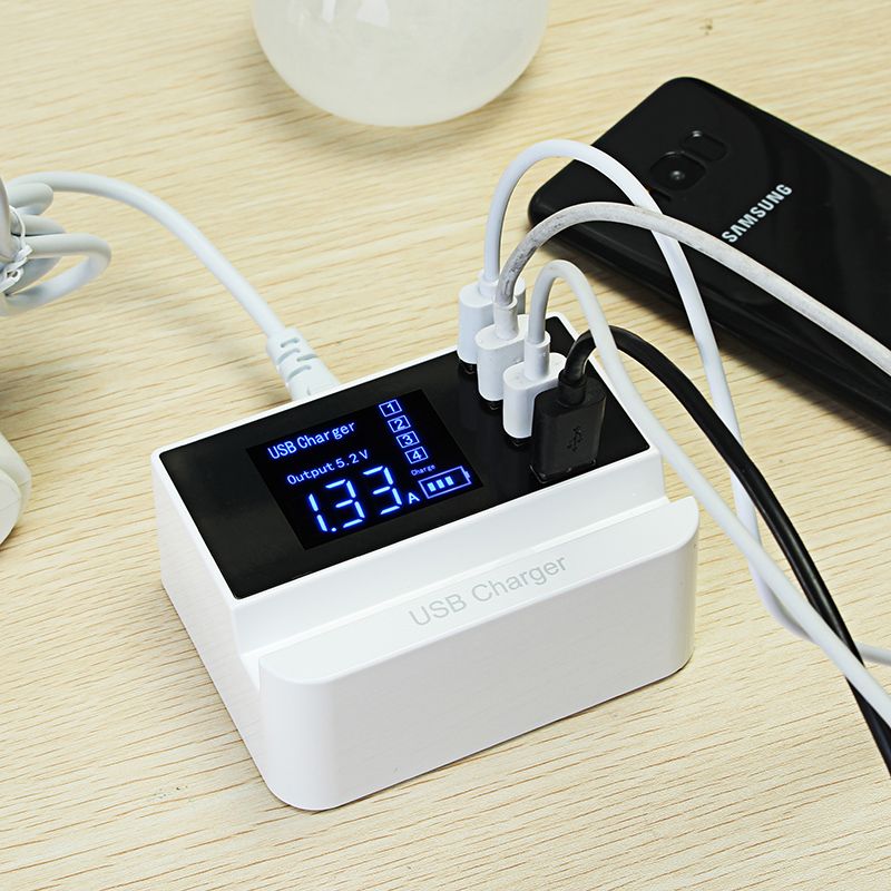Bakeey-4-USB-Ports-LED-Display-EU-Fast-Charger-Phone-Holder-For-iPhone-X-8-OnePlus-5t-Xiaomi-6-1247706