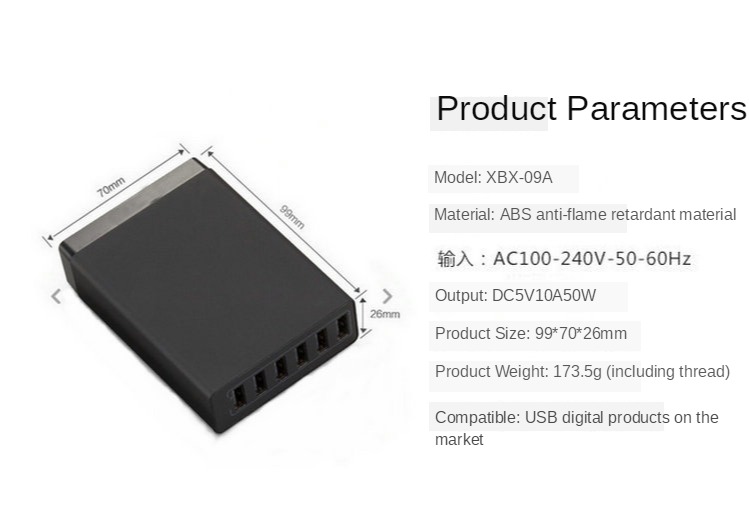 Bakeey-50W-10A-6-Port-USB-Charger-Desktop-Charging-Station-For-iPhone-11-SE-2020-For-Huawei-1718680