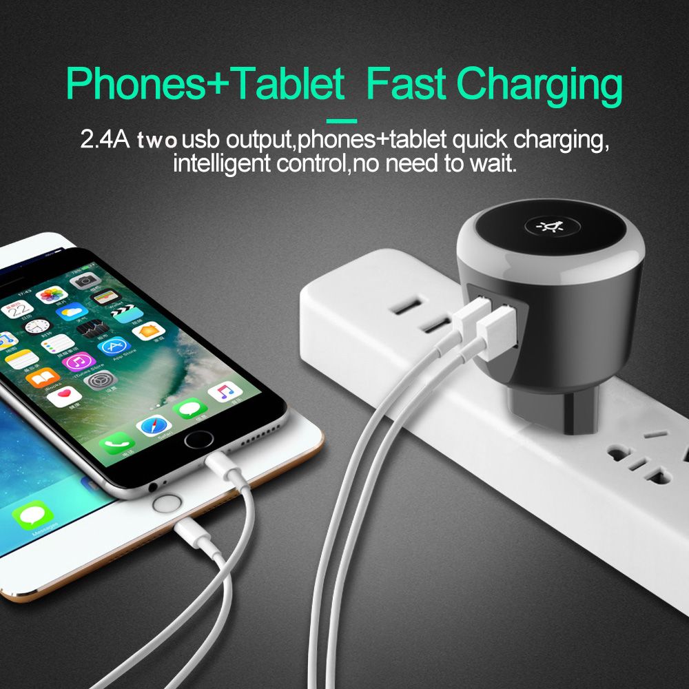 Bakeey-5V24A-Smart-Travel-Charger-with-LED-Night-Light-Dual-USB-Fast-Charging-For-iPhone-XS-11Pro-On-1709804