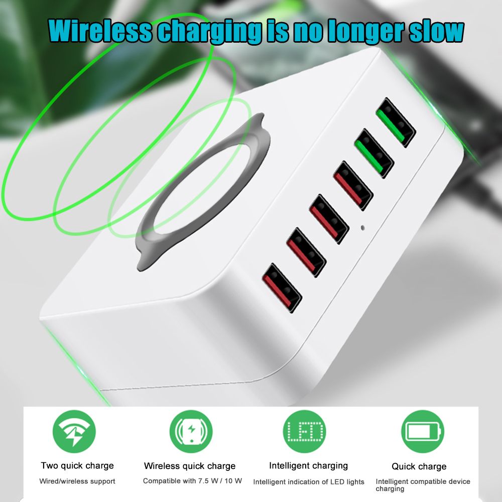 Bakeey-72W-6-Port-USB-Charger-QC30-Quick-Charge-Desktop-Charging-Station-10W-Wireless-Charger-For-iP-1717238