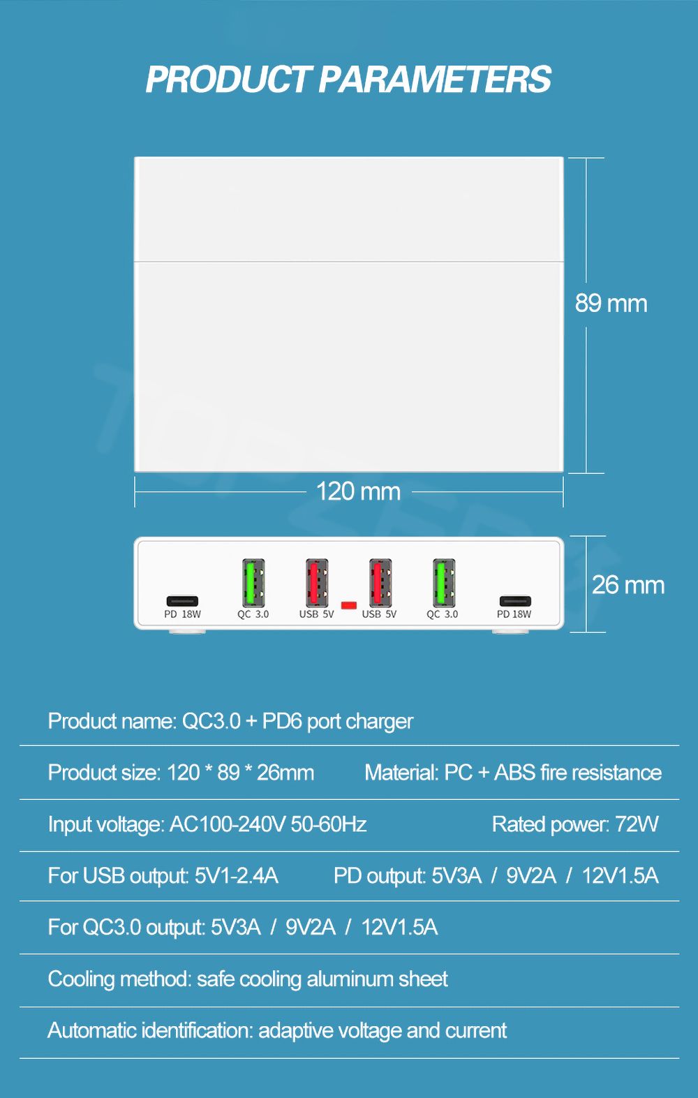 Bakeey-72W-6-Ports-QC30-PD30-USB-Charger-Dual-2-PD-Ports-Adapter-Hub-Charger-for-iPhone-12-Pro-Max-P-1746873