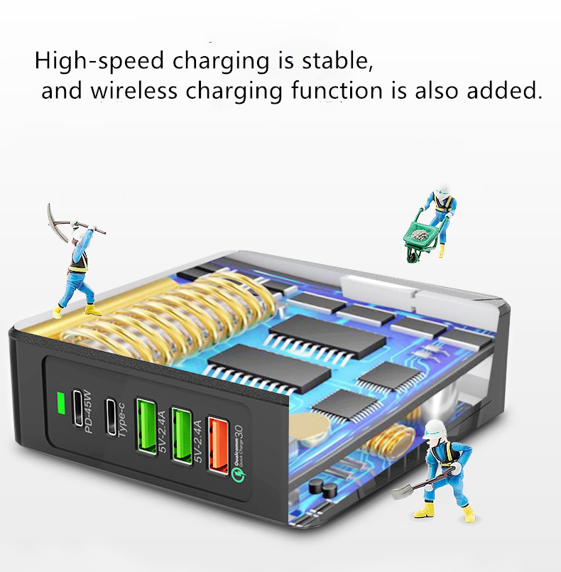 Bakeey-75W-QC30-PD-Multi-Port-Fast-Charging-USB-Wireless-Charger-For-iPhone-8-Plus-XS-11-Pro-Huawei--1591093