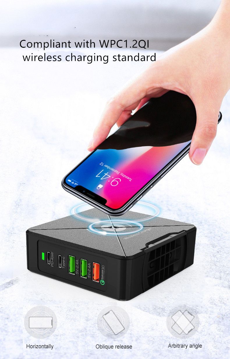 Bakeey-75W-QC30-PD-Multi-Port-Fast-Charging-USB-Wireless-Charger-For-iPhone-8-Plus-XS-11-Pro-Huawei--1591093