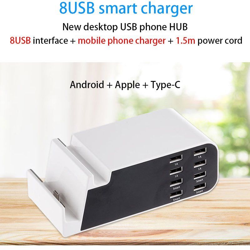 Bakeey-8-Ports-24A-Type-C-Fast-Charger-Dock-EU-Plug-For-iPhone-X-8Plus-Oneplus-5T-Xiaomi-Mi-A1-1275988