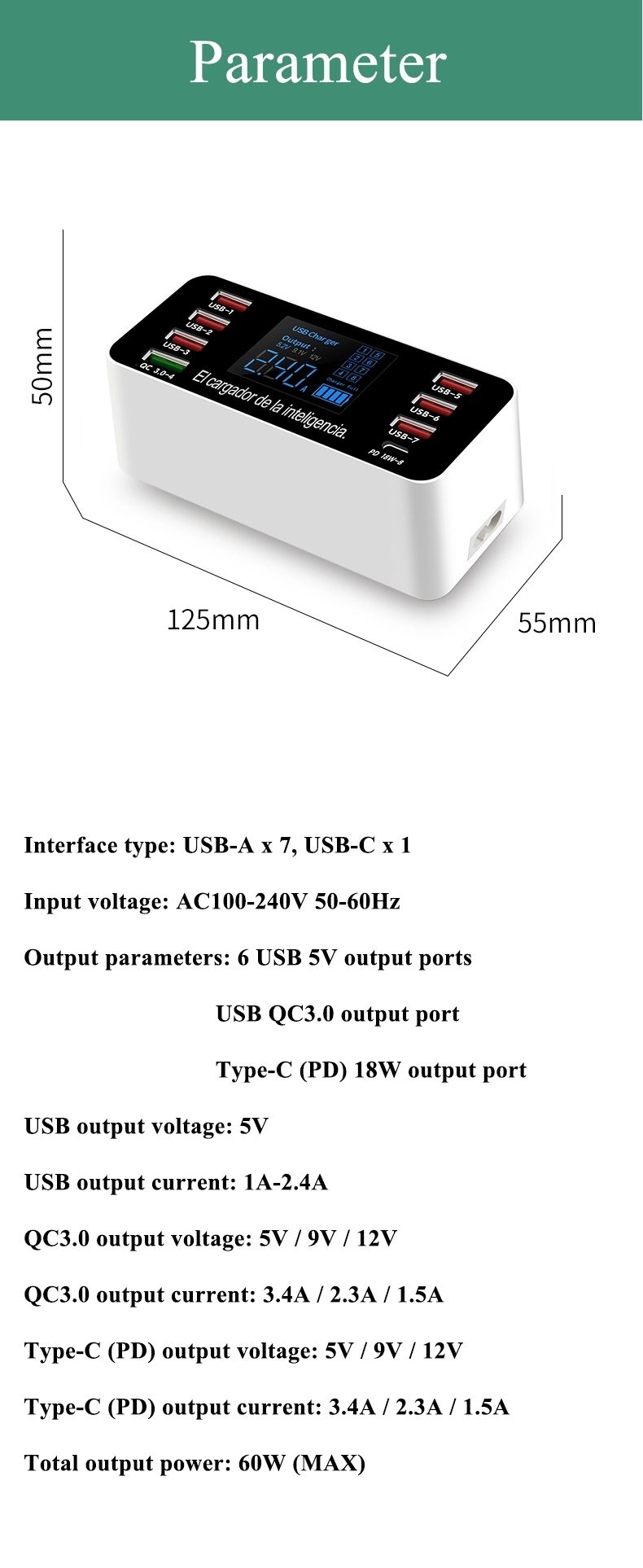 Bakeey-8-Ports-QC30-USB-Charger-PD30-Type-C-Digital-Display-Wall-Charger-Adapter-Fast-Charging-For-i-1717288