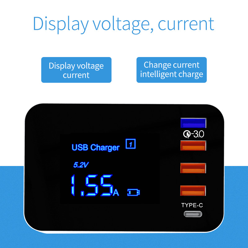 Bakeey-Foldable-Design-Quick-Charge-30-4-USB-Type-C-USB-EU-Charger-Station-HUB-with-Led-Display-1356008