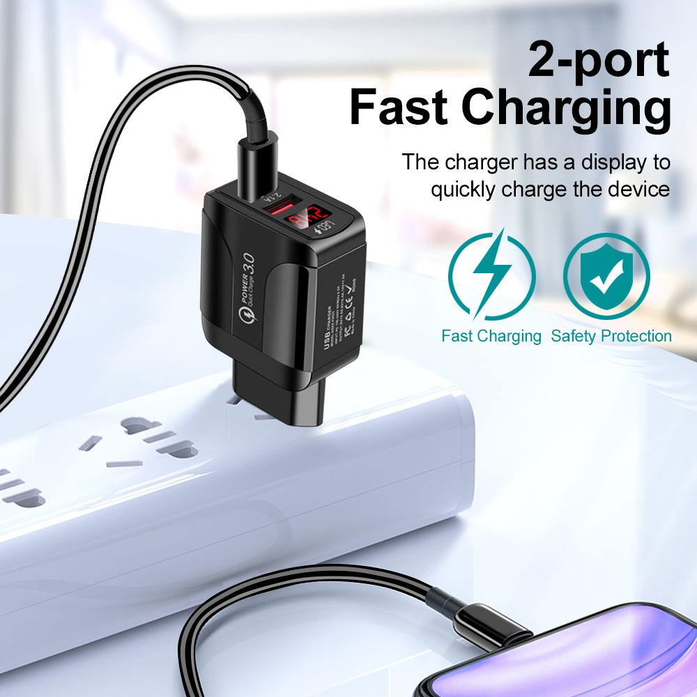 Bakeey-QC30-18W-LED-Display-2-USB-Fast-Charging-Charger-for-iPhone-12-X-XS-HUAWEI-P30-Oneplus-7-MI9--1746900