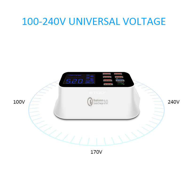 Bakeey-QC30-8A-Digital-LED-Voltage-Display-Type-C-7-USB-Ports-Travel-Desktop-Charger-US-Plug-1271487