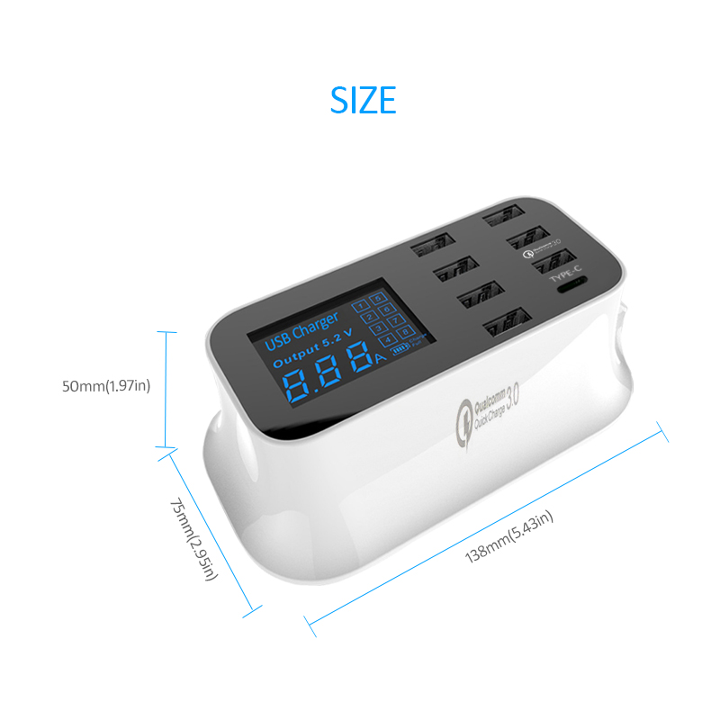 Bakeey-QC30-8A-Digital-LED-Voltage-Display-Type-C-7-USB-Ports-Travel-Desktop-Charger-US-Plug-1271487