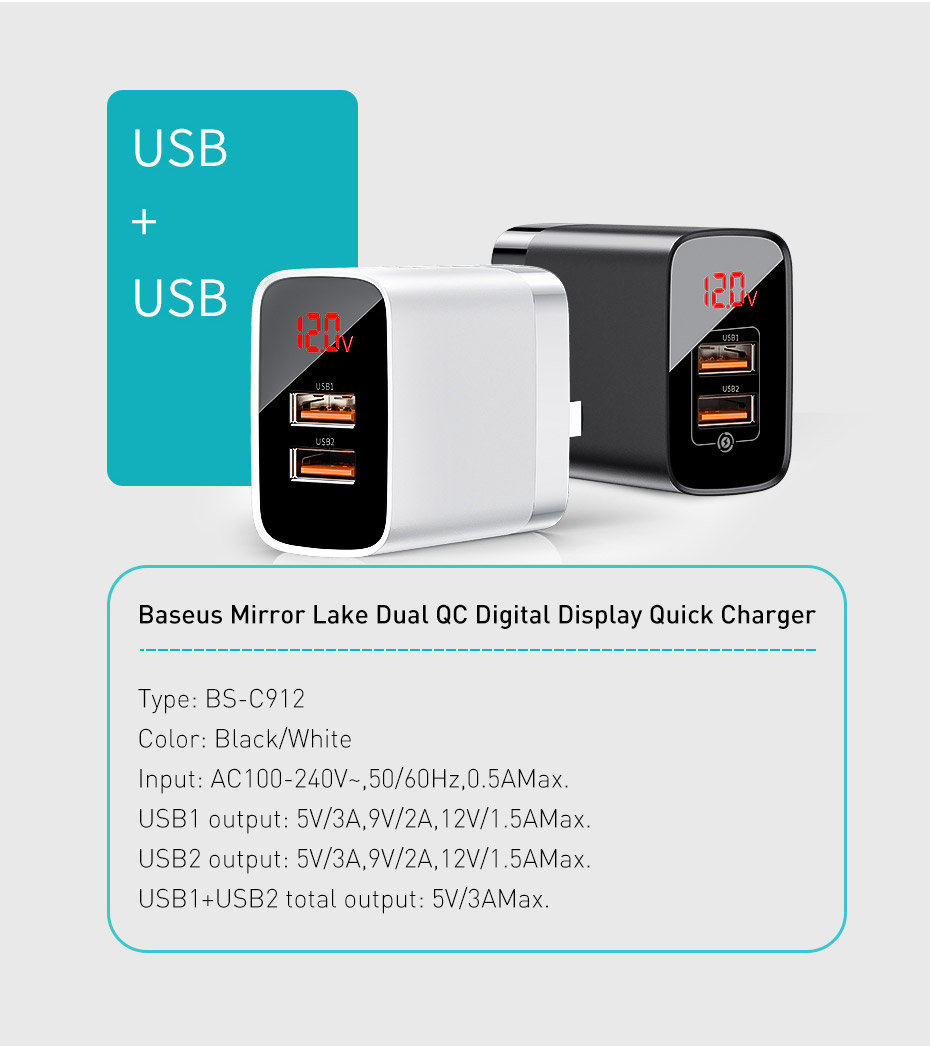 Baseus-18W-Dual-USB-Charger-QC30-PD30-LED-Display-Fast-Charging-For-iPhone-XS-11Pro-Mi10-Note-9S-1684204