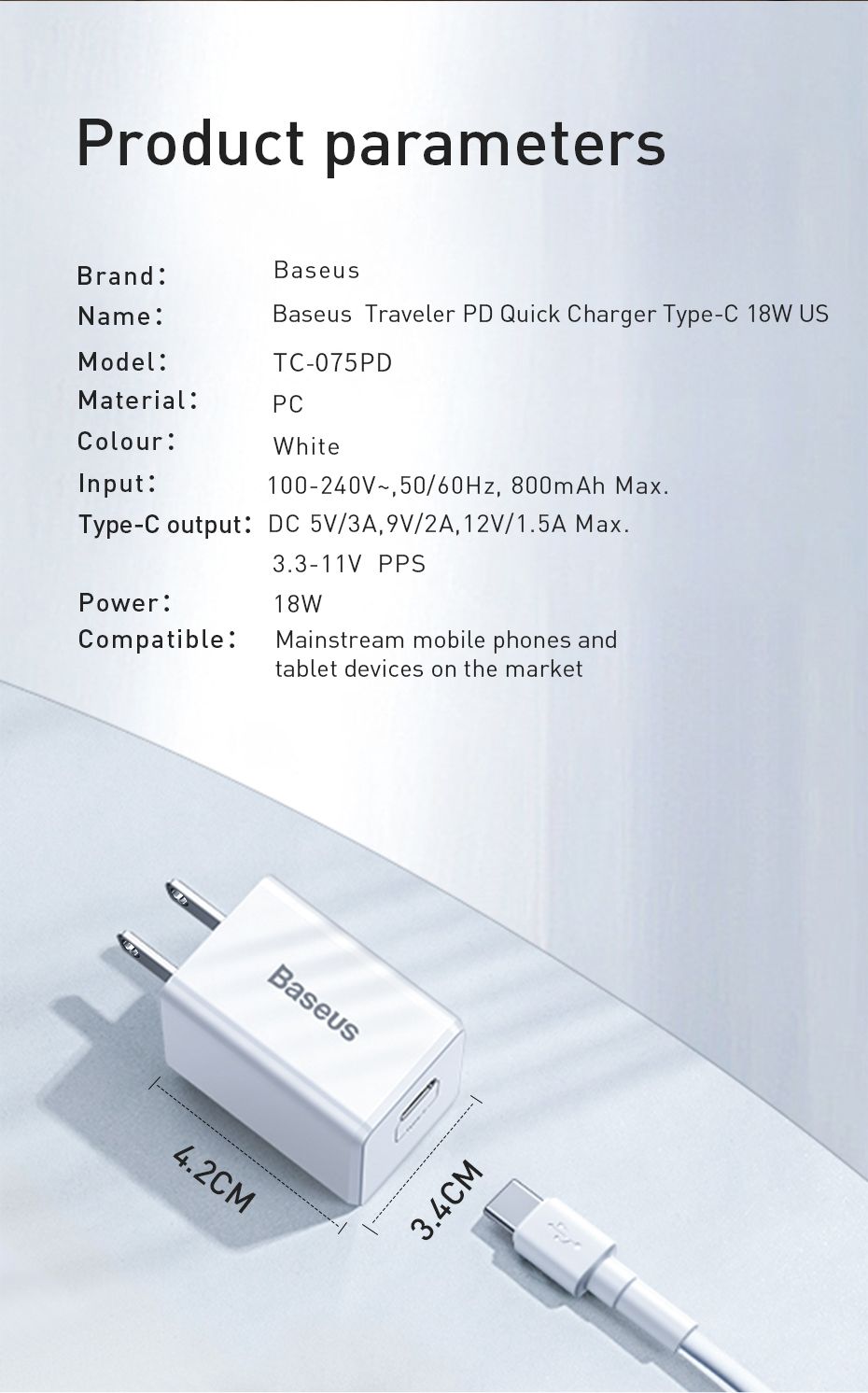 Baseus-18W-PD-Type-C-Fast-Charging-US-USB-Charger-Adapter-For-iPhone-X-XS-HUAWEI-P30-Oneplus-7-MI9-S-1537308