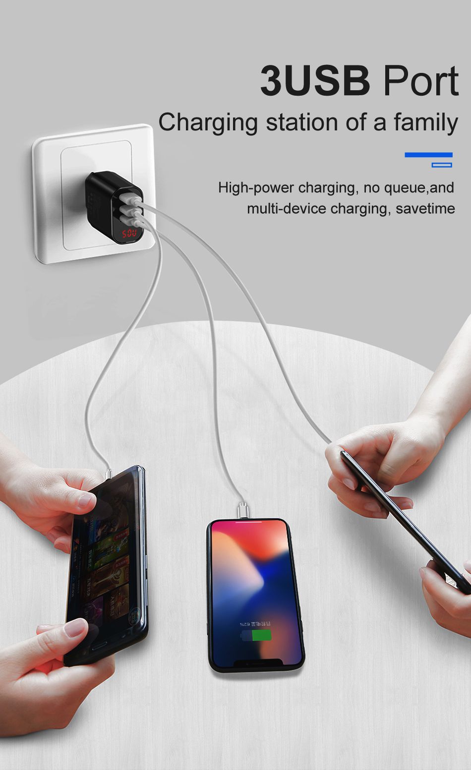 Baseus-Digital-LED-Display-34A-3-USB-Port-Fast-Charging-Wall-Travel-Charger-for-iPhone-X-1310504