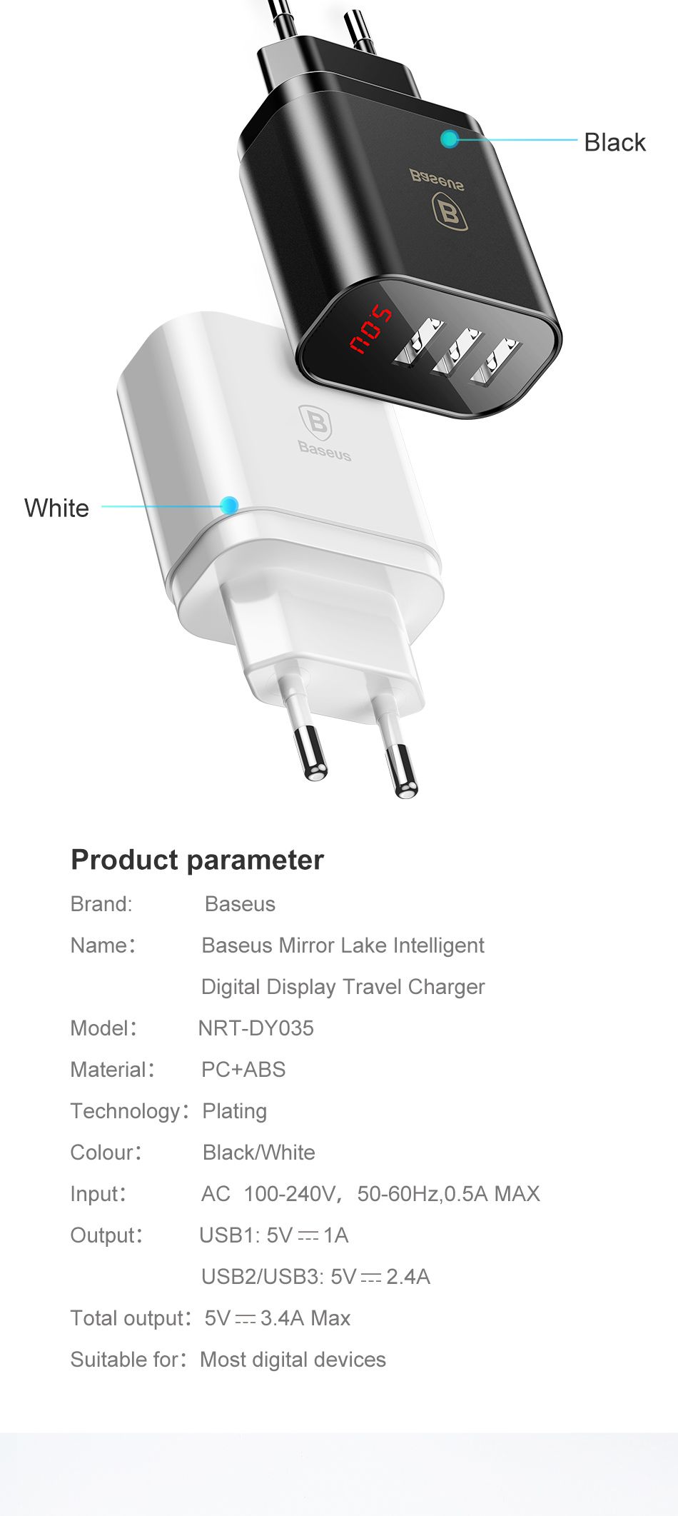Baseus-Digital-LED-Display-34A-3-USB-Port-Fast-Charging-Wall-Travel-Charger-for-iPhone-X-1310504