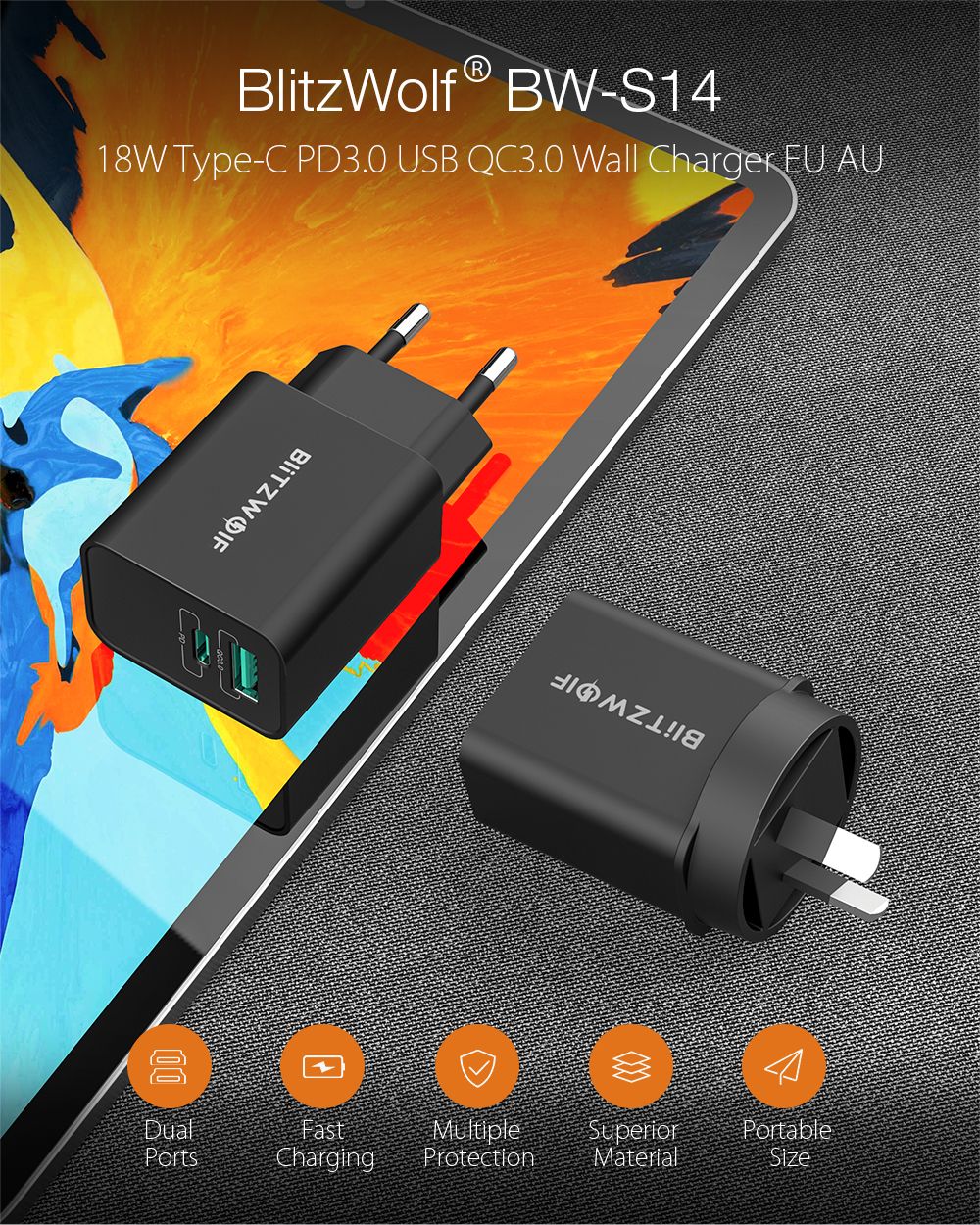 BlitzWolfreg-BW-S14-18W-Type-C-PD30-QC30-Wall-USB-Charger-EU-AU-for-iPhone-11-Pro-XR-Huawei-P30-for--1607994