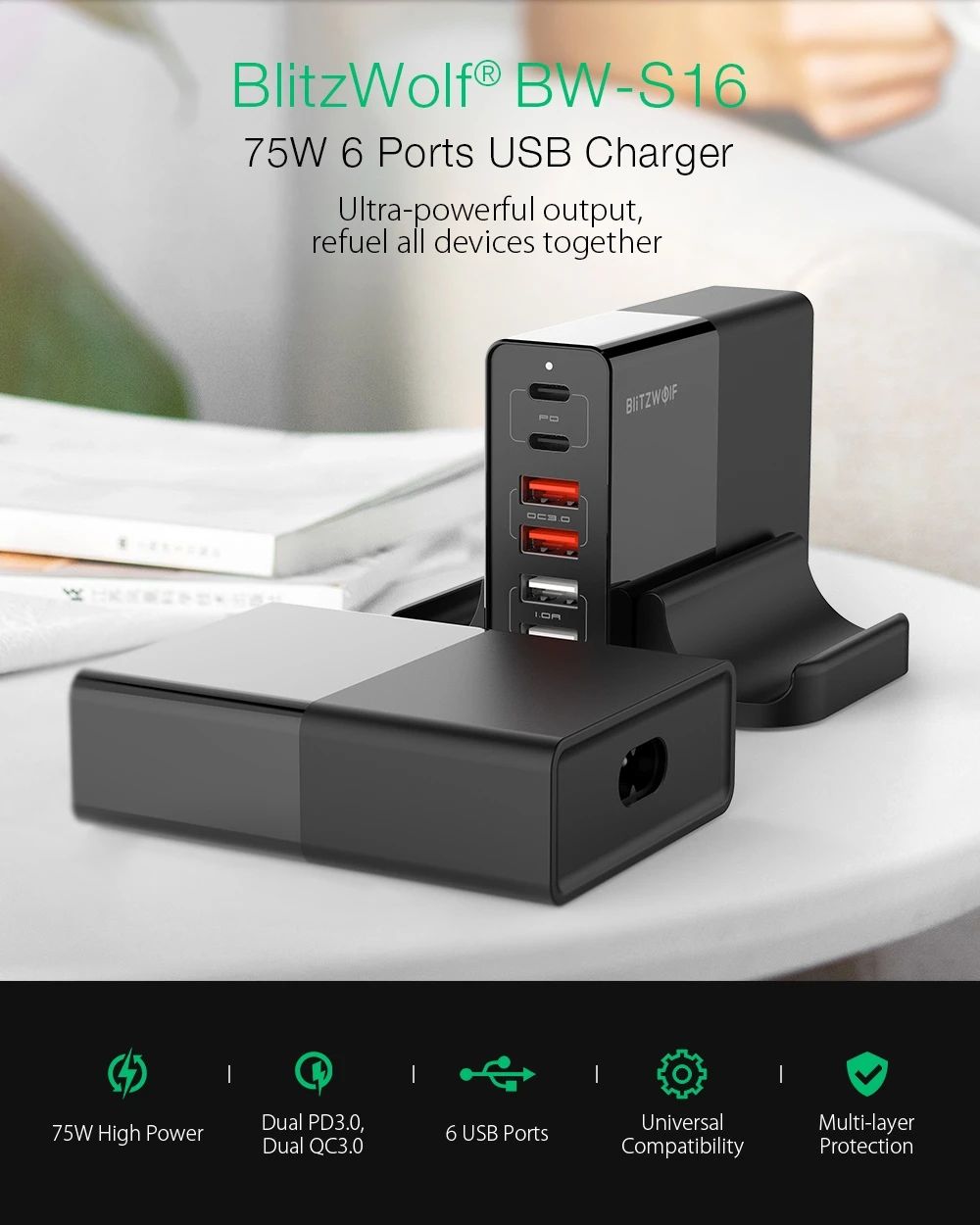 BlitzWolfreg-BW-S16-75W-6-Port-USB-PD-Charger-Desktop-Charging-Station-Dual-PD30-QC30-With-Baseus-10-1733124