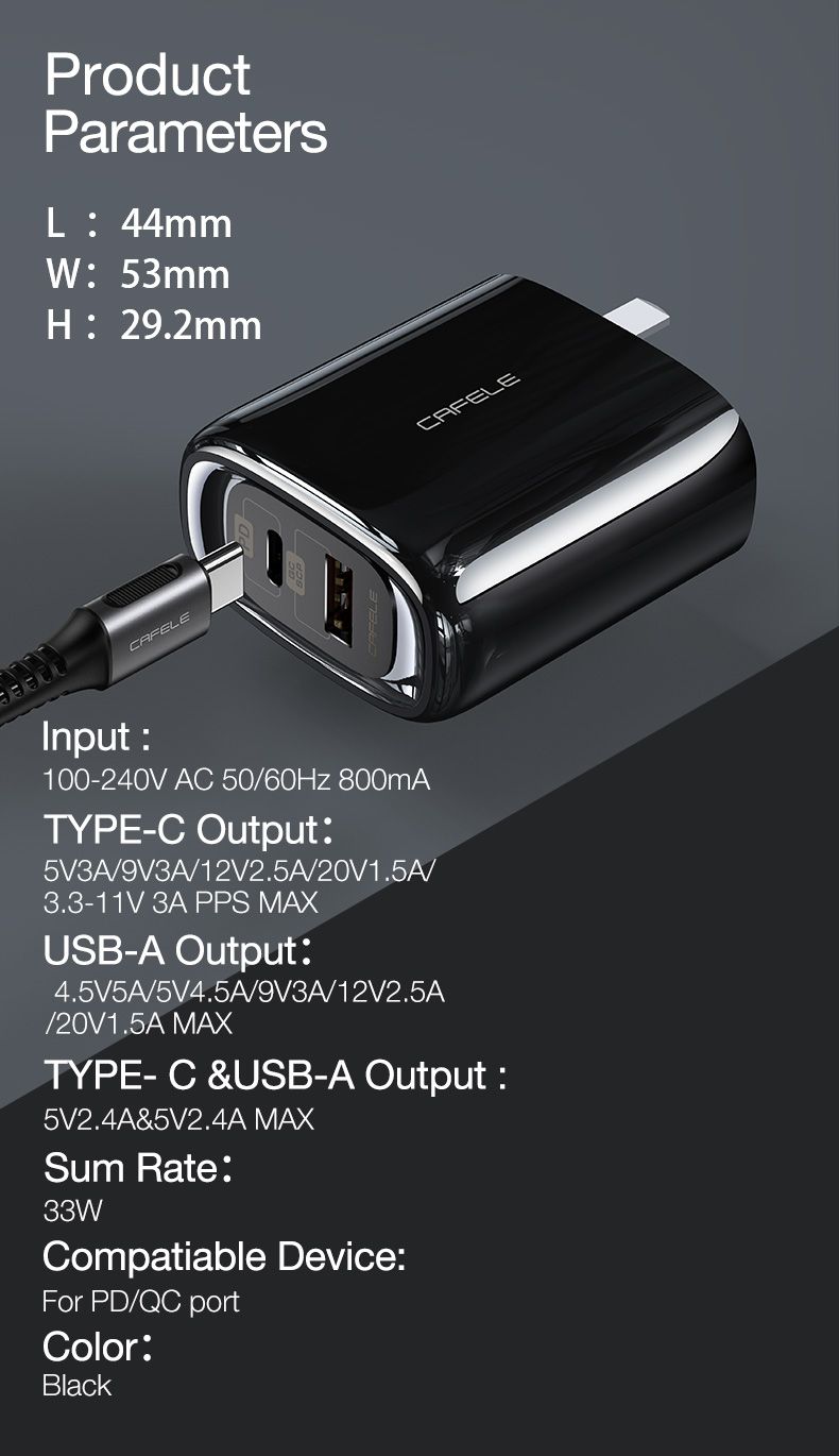 CAFELE-33W-USB-Charger-QC30-PD-Type-C-Quick-Charging-For-iPhone-XS-11Pro-Oneplus-8Pro-Nord-MI-10-Not-1717201