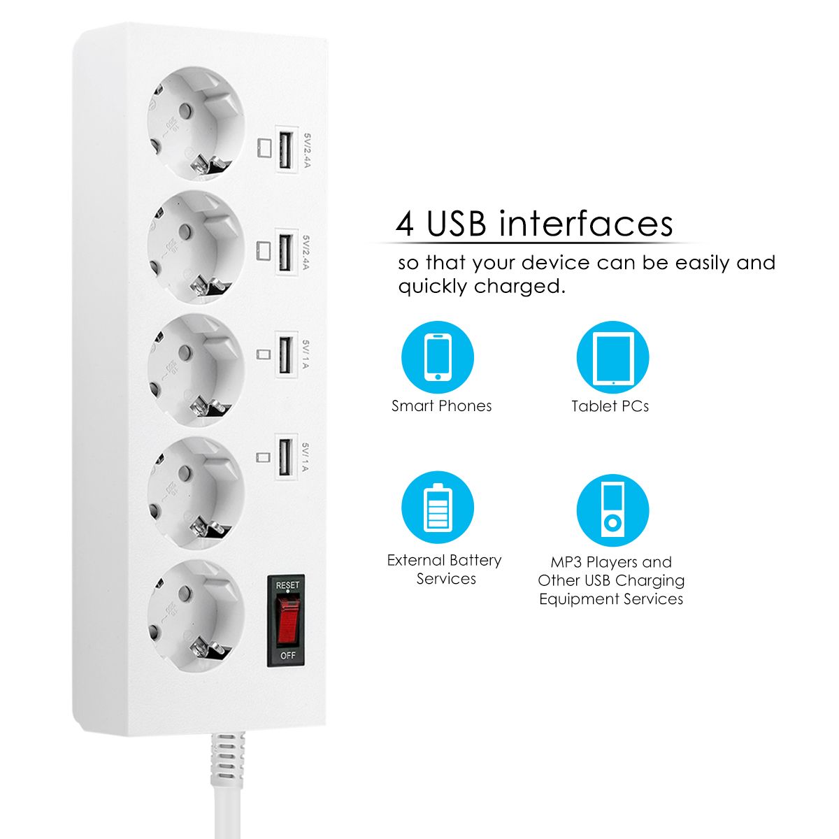 ELE-YA-30WS-5AE4U-5-Outlet-Power-Strip-Charger-with-4-USB-Fast-Charging-Ports-EU-Plug-1215579