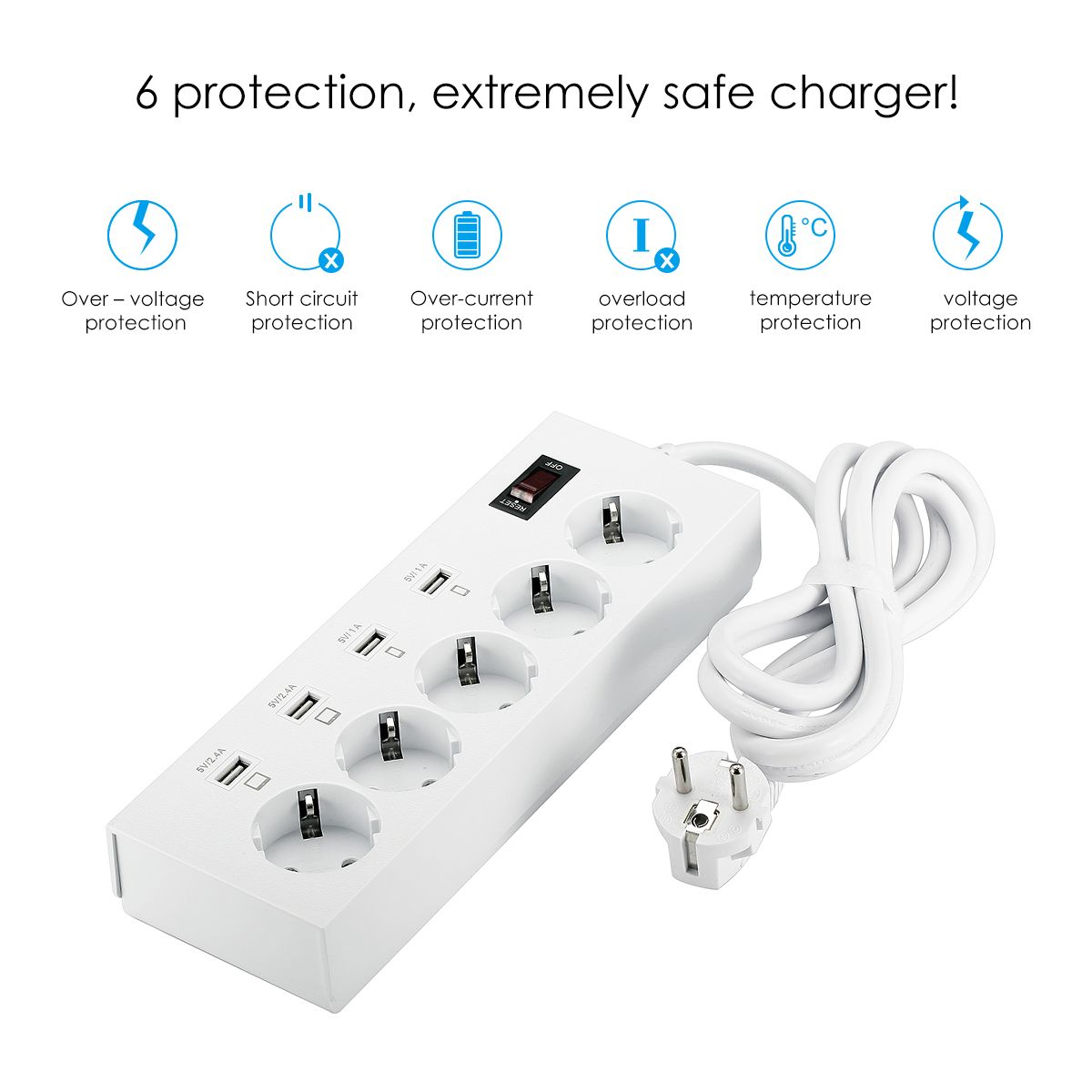 ELE-YA-30WS-5AE4U-5-Outlet-Power-Strip-Charger-with-4-USB-Fast-Charging-Ports-EU-Plug-1215579