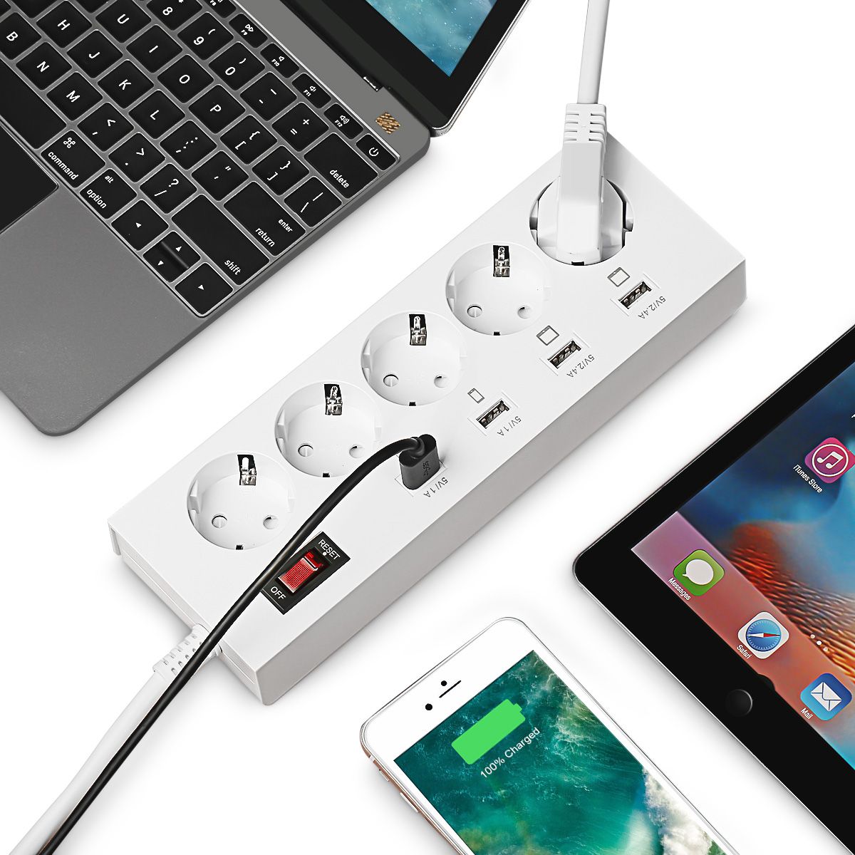 ELE-YA-30WS-5AE4U-5-Outlet-Power-Strip-Charger-with-4-USB-Fast-Charging-Ports-EU-Plug-1215579