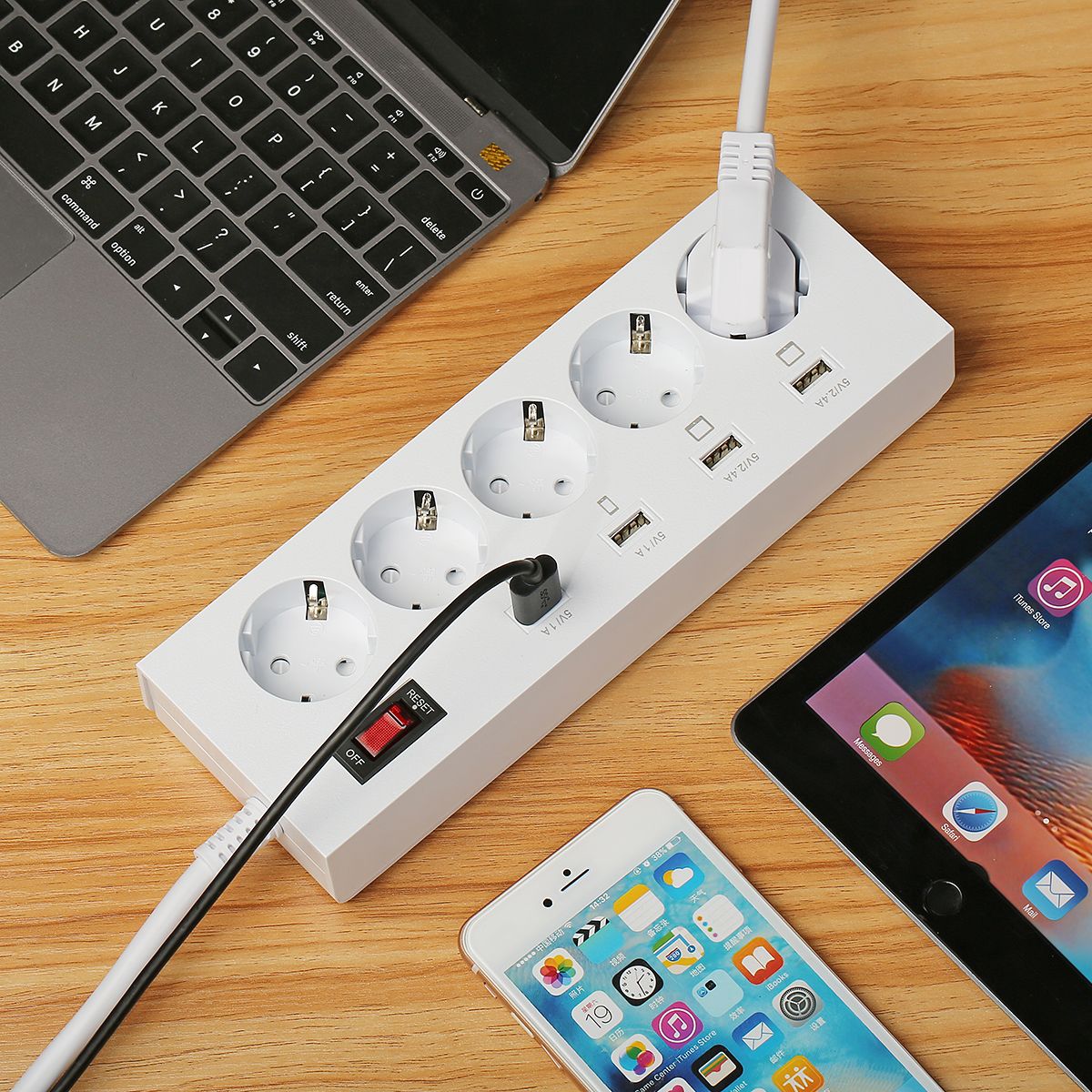 ELE-YA-30WS-5AE4U-5-Outlet-Power-Strip-Charger-with-4-USB-Fast-Charging-Ports-EU-Plug-1215579