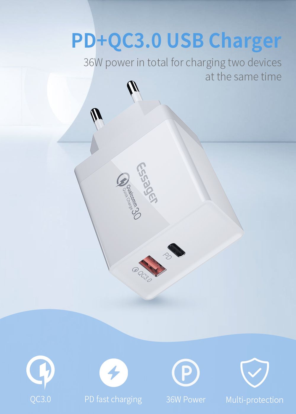 Essager-36W-Type-C-PD-Fast-Charging-Port--USB-QC30-Quick-Charging-Dual-Port-Charger-EU-Plug-Adapter--1500242