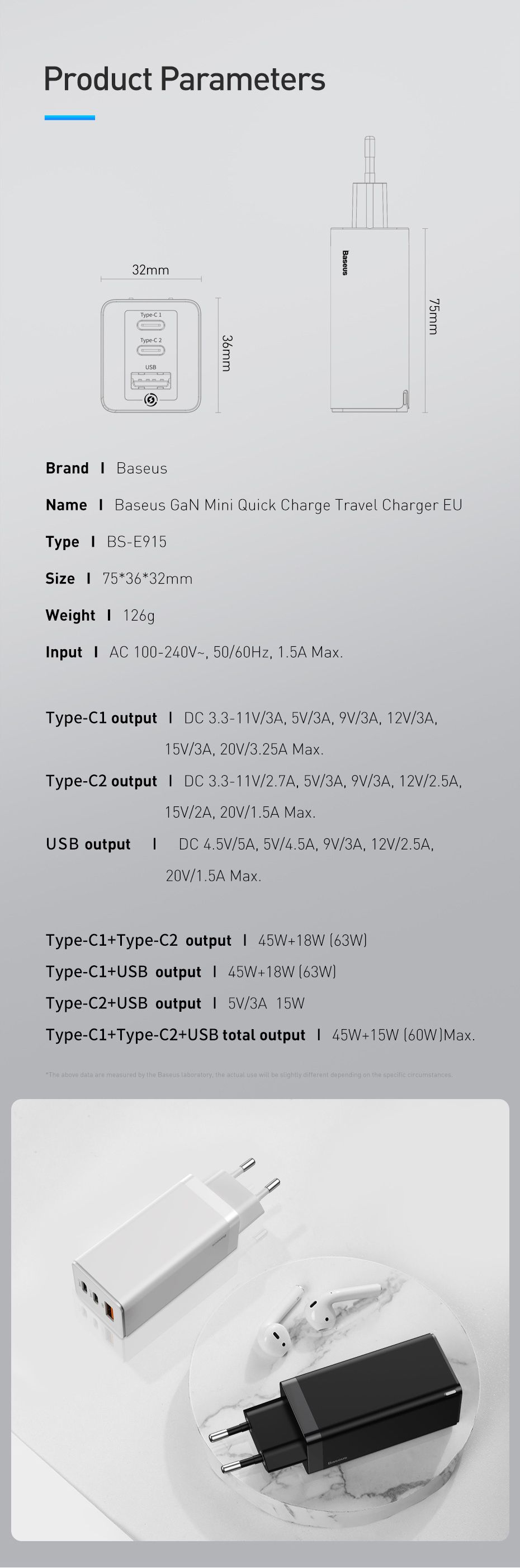 GaN-Tech-Baseus-65W-USB-C-Charger-3-Port-GaN-Wall-Charger-With-2--Type-C-PD-Charger--USB-Charger-for-1628028