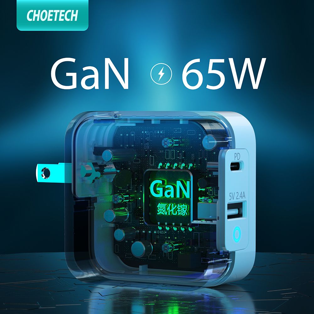 GaN-Tech-CHOETECH-65W-2-Port-USB-C-USB-Charger-PD30-QC30-Type-C-Travel-Wall-Charger-Power-Delivery-A-1678121