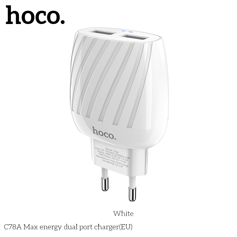 HOCO-15W-24A-Dual-USB-LED-Indicator-Fast-Charging-USB-Charger-For-iPhone-XS-11Pro-Huawei-P30-Pro-P40-1663134