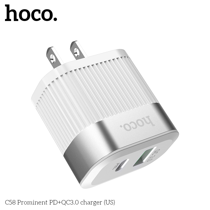 HOCO-18W-QC30-PD-Fast-Charging-US-Plug-USB-Charger-Adapter-For-iPhone-X-XR-Huawei-P30-Pro-MIX-2S-Mi8-1554329