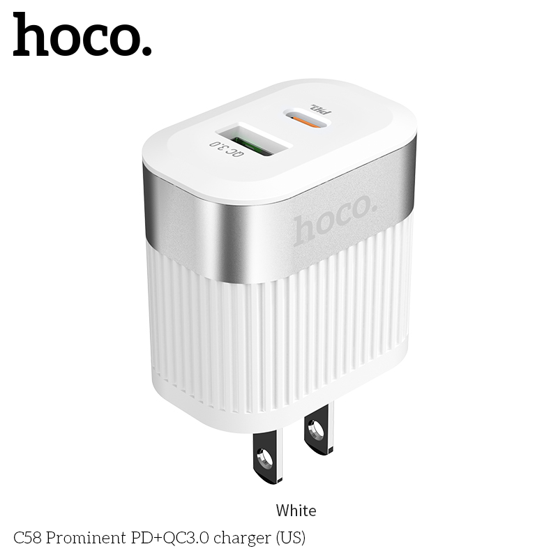 HOCO-18W-QC30-PD-Fast-Charging-US-Plug-USB-Charger-Adapter-For-iPhone-X-XR-Huawei-P30-Pro-MIX-2S-Mi8-1554329