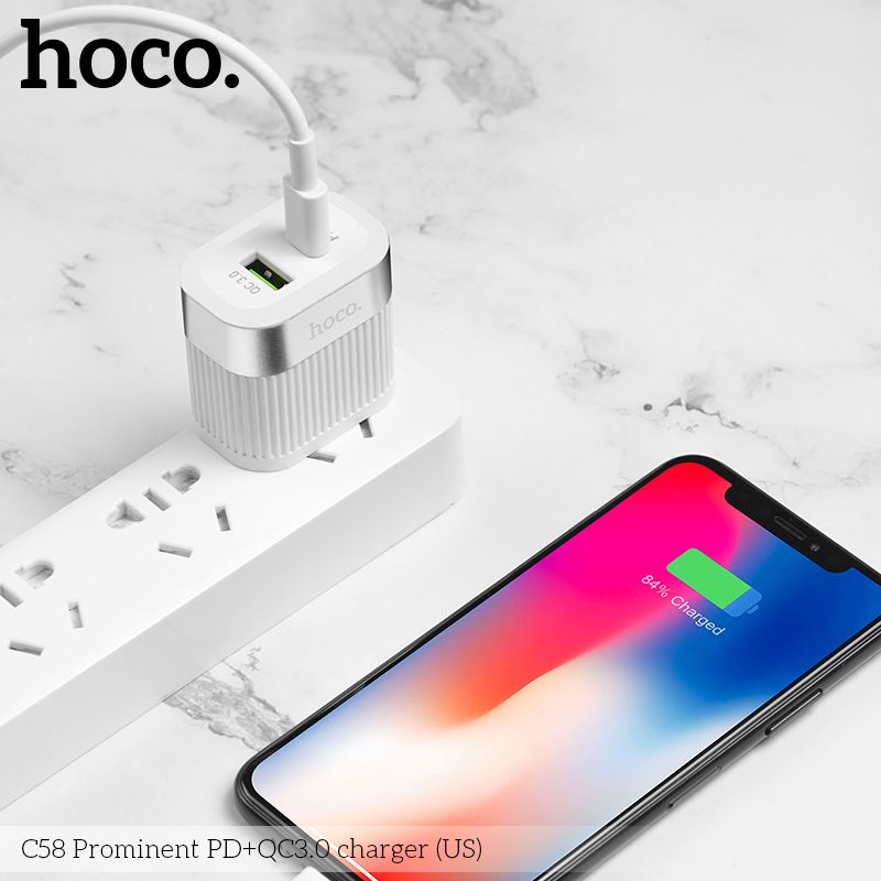 HOCO-18W-QC30-PD-Fast-Charging-US-Plug-USB-Charger-Adapter-For-iPhone-X-XR-Huawei-P30-Pro-MIX-2S-Mi8-1554329