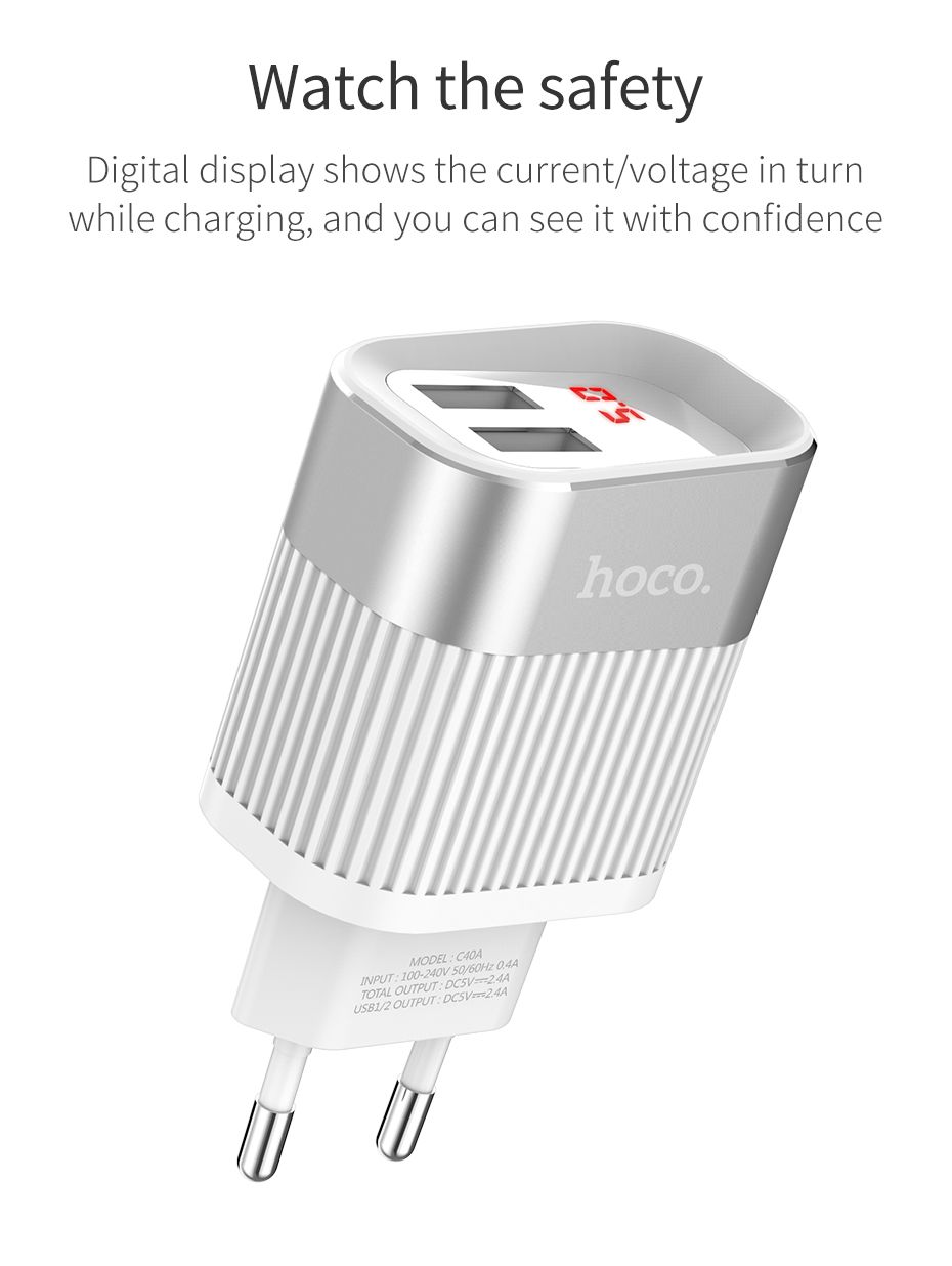 HOCO-24A-Digital-Display-2-Port-EU-USB-Charger-For-iPhone-X-Pocophone-f1-Oneplus-6T-S9-Xiaomi-mi8-1414768