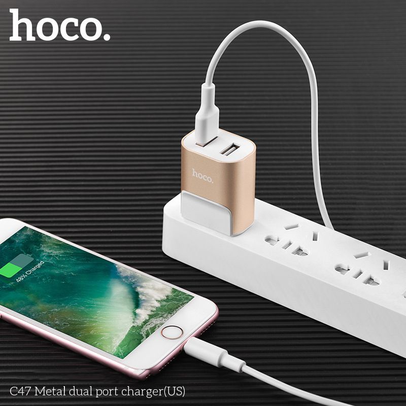 HOCO-C47-21A-Dual-USB-Fast-Charging-USB-Charger-Adapter-For-iPhone-8Plus-XS-11Pro-Huawei-P30-Pro---U-1600460